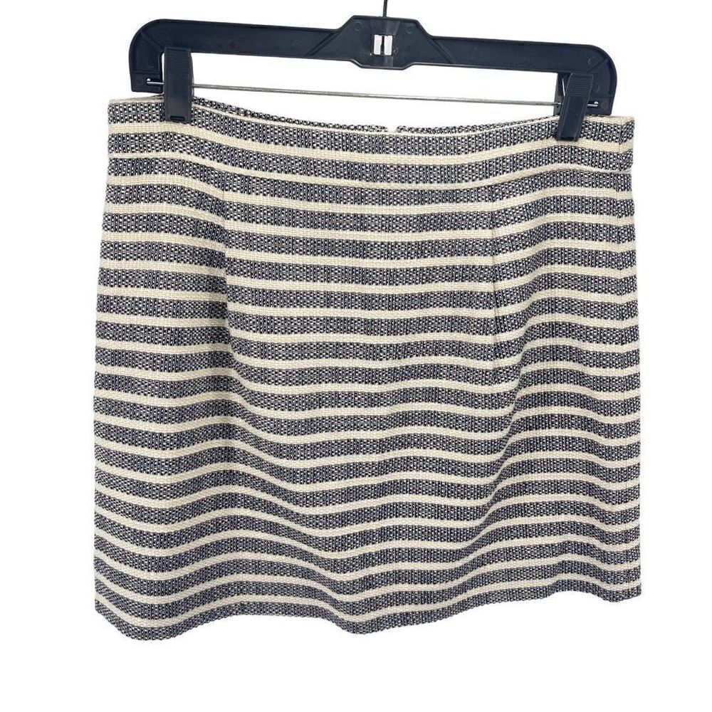 J. Crew Womens Striped Skirt Mini Acrylic Lined Tweed Knit Black Beige Size 6